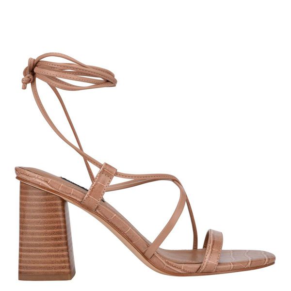 Nine West Young Ankle Wrap Brown Heeled Sandals | South Africa 97L42-9X73